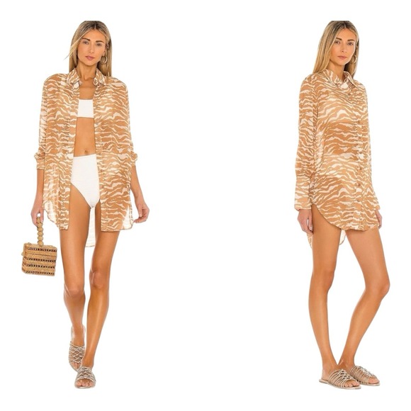 Camila Coelho Dresses & Skirts - CAMILA COELHO Myla Shirt Dress‎ in Brown Zebra Size Small